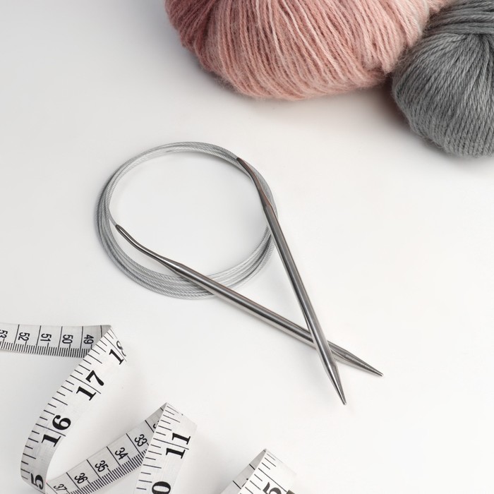 Спицы для вязания, круговые, с металлической леской, d=6мм, 200см