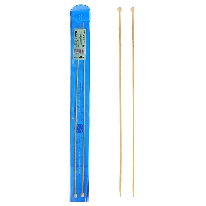 Спицы для вязания, прямые, наконечник, d=3мм, 35см, 2шт