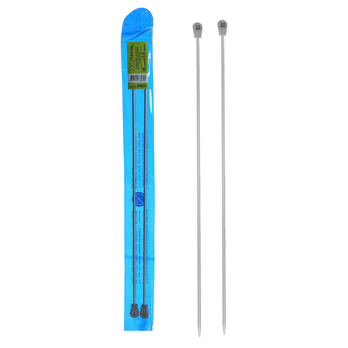 Спицы для вязания, прямые, наконечник, d=3,5мм, 35см, 2шт