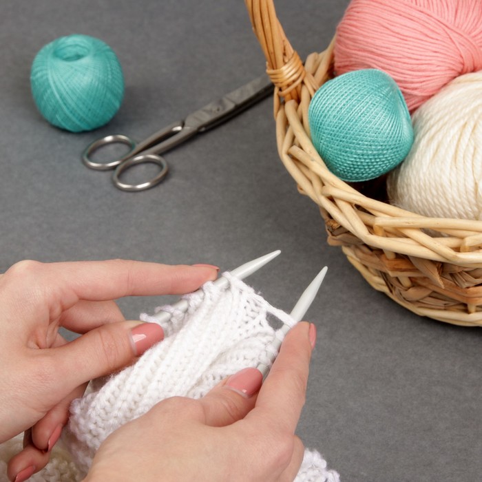 Спицы для вязания, прямые, наконечник, d=5,5мм, 35см, 2шт