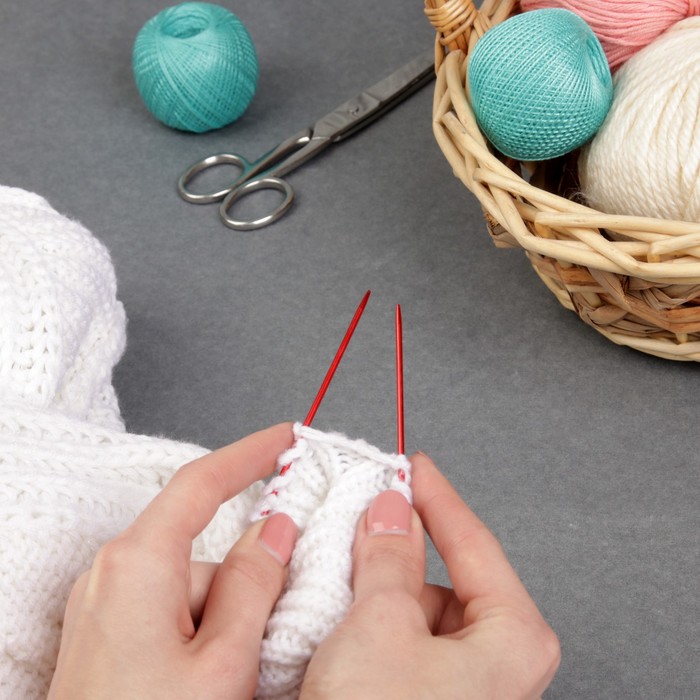 Спицы для вязания, прямые, наконечник, d=2мм, 35см, 2шт, цвет красный