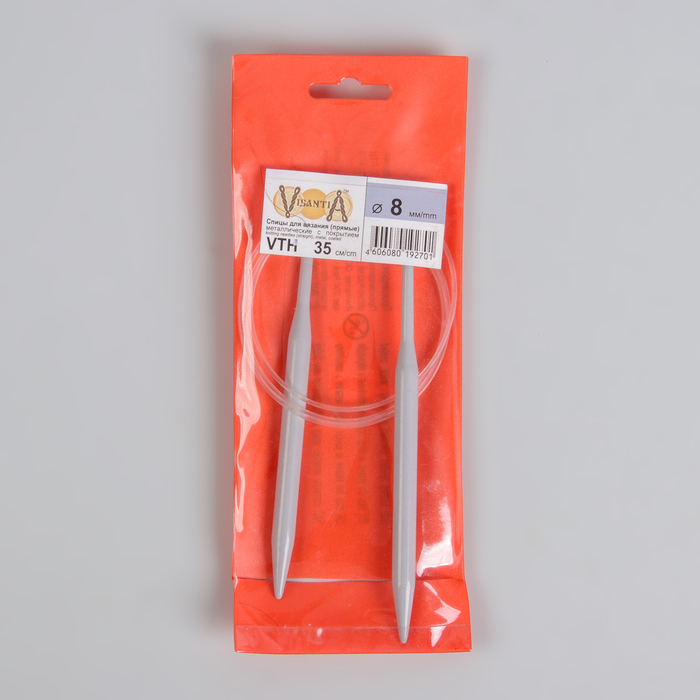 Спицы для вязания, круговые, тефлоновое покрытие, d=8мм, 100см