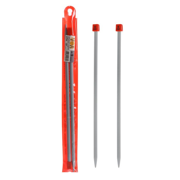 Спицы для вязания, прямые, наконечник, тефлоновое покрытие, d=9мм, 35см, 2шт