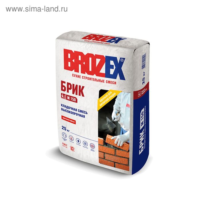 Смесь монтажно-кладочная для наружных и внутренних работ Brozex М150, 25 кг смесь штукатурная для наружных и внутренних работ brozex м100 25 кг