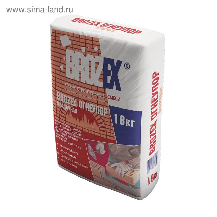 Жаростойкая смесь на глиняной основе для кладки и ремонта бытовых печей и каминов (толщина шва 3-6 мм) Brozex 
