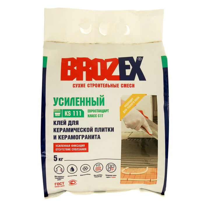 Клей для плитки Brozex КС-11 "Стандарт", 5 кг