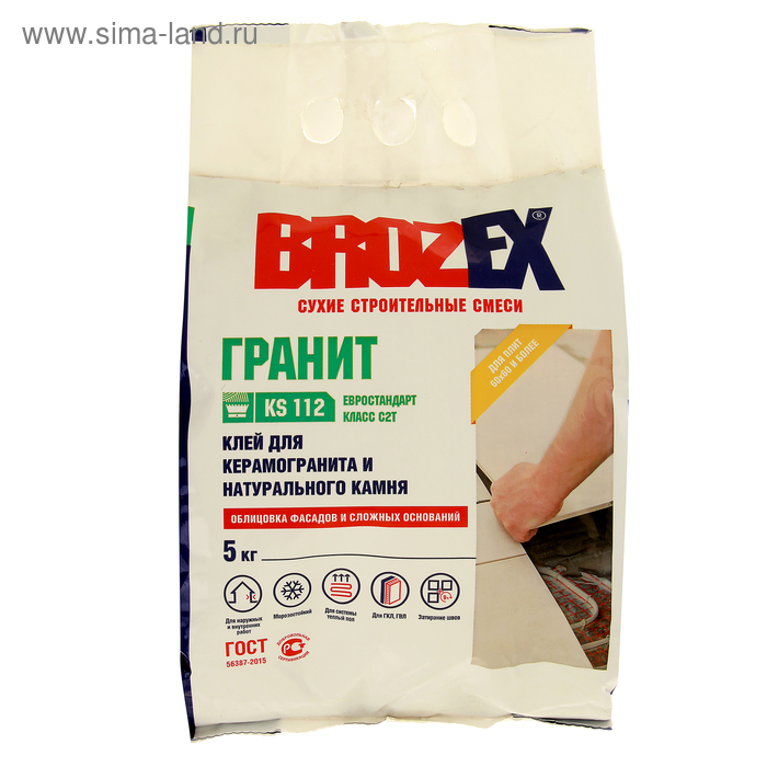 фото Клей для плитки brozex кс-112 гранит 5,0 кг