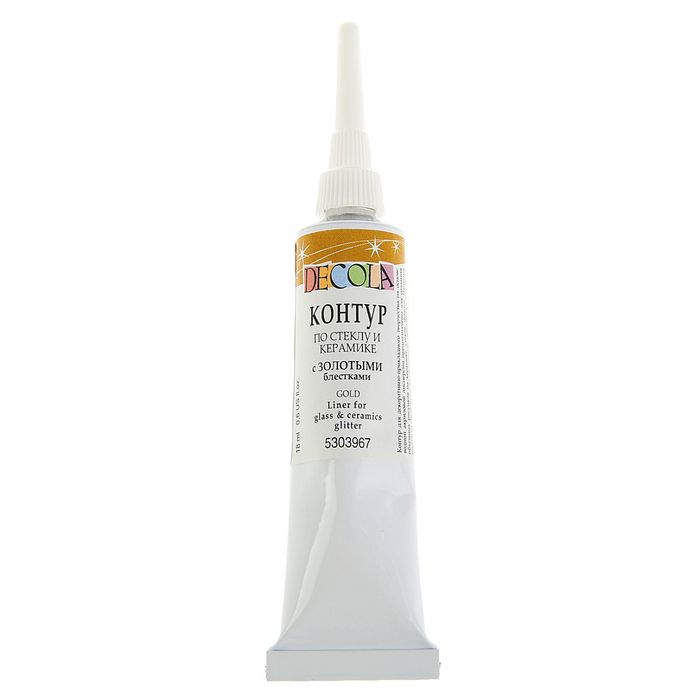 Контур по стеклу и керамике 18 мл Glitter ЗХК Decola 5303967 С золотыми блёстками