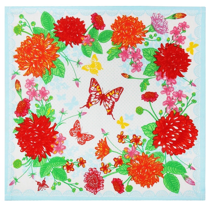 Салфетка "Доляна" Астры (вид 2), 30х30 см, рогожка 162 г/м2