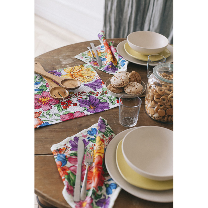 Салфетка "Доляна" Луговые цветы/вид 2, 30х30 см, рогожка 162 г/м2