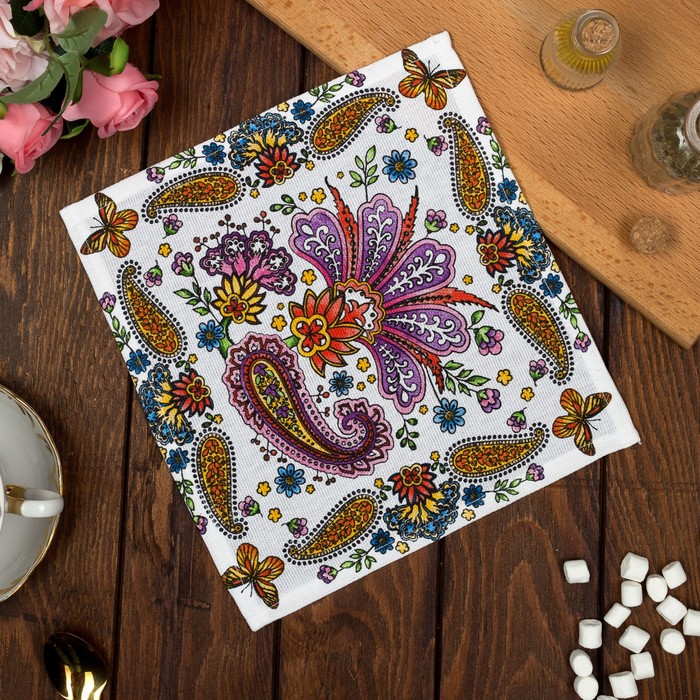 Салфетка "Доляна" Пейсли (вид 2), 30 х 30 см, рогожка 162 г/м²