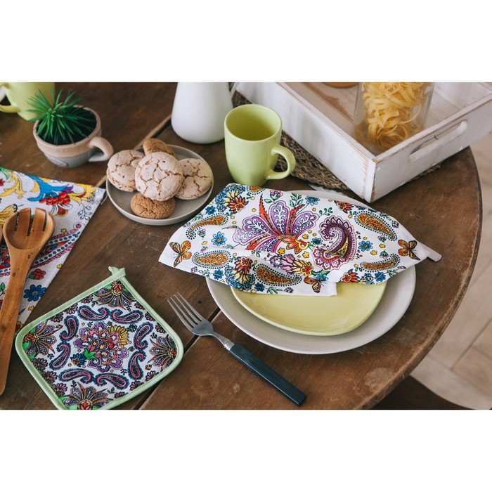 Салфетка "Доляна" Пейсли (вид 2), 30 х 30 см, рогожка 162 г/м²