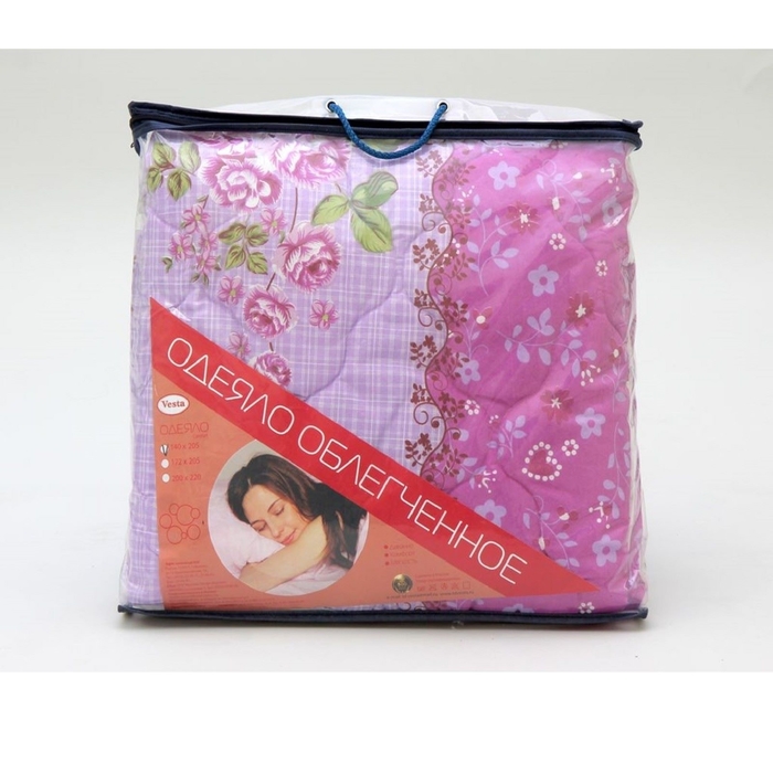 Одеяло облегченное Веста, ФПТ-О-15, 140*205, 200г/м, холлофайбер, ткань п/э, цвет микс