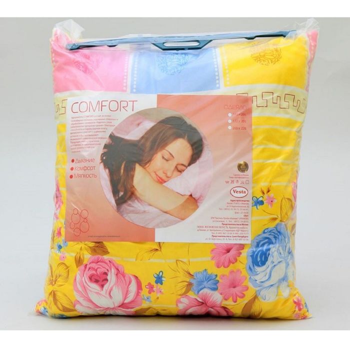 Подушка ПП-57чёс, 50х70 см, холлофайбер, ткань п/э, цвет микс