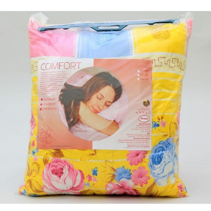 Подушка ПП-70чёс, 70х70 см, холлофайбер, ткань п/э, цвет микс