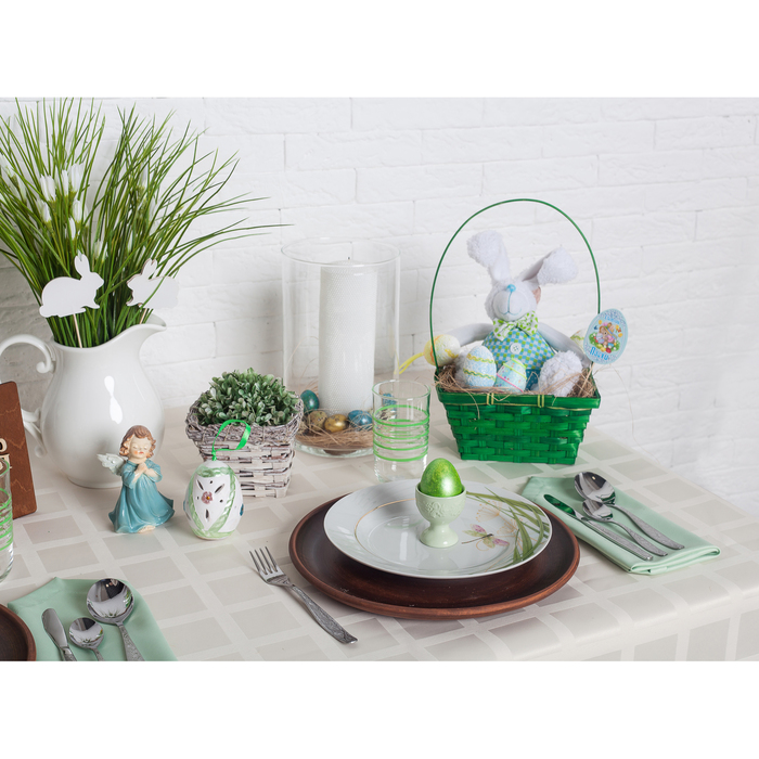 Корзина плетёная, бамбук, зелёная, прямоугольная, большая