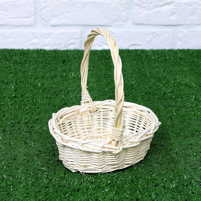 Корзина плетёная, ива, натуральный цвет, овальная, средняя