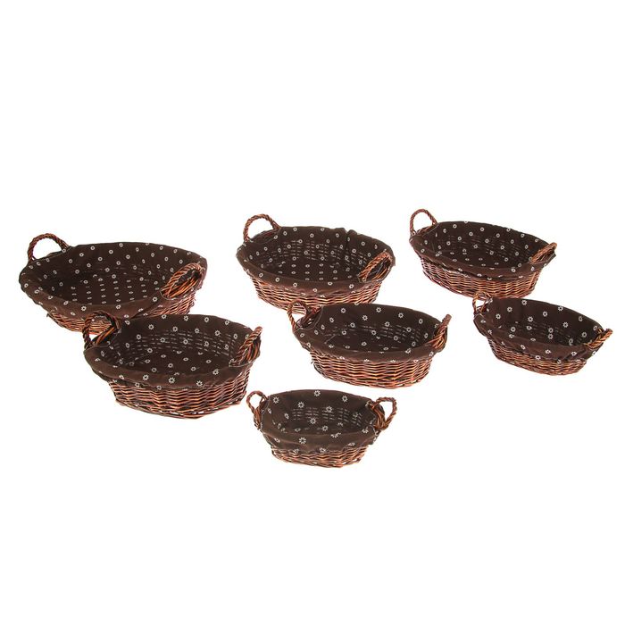 Набор корзин плетёных, ива, 7 шт., тёмно-коричневый цвет