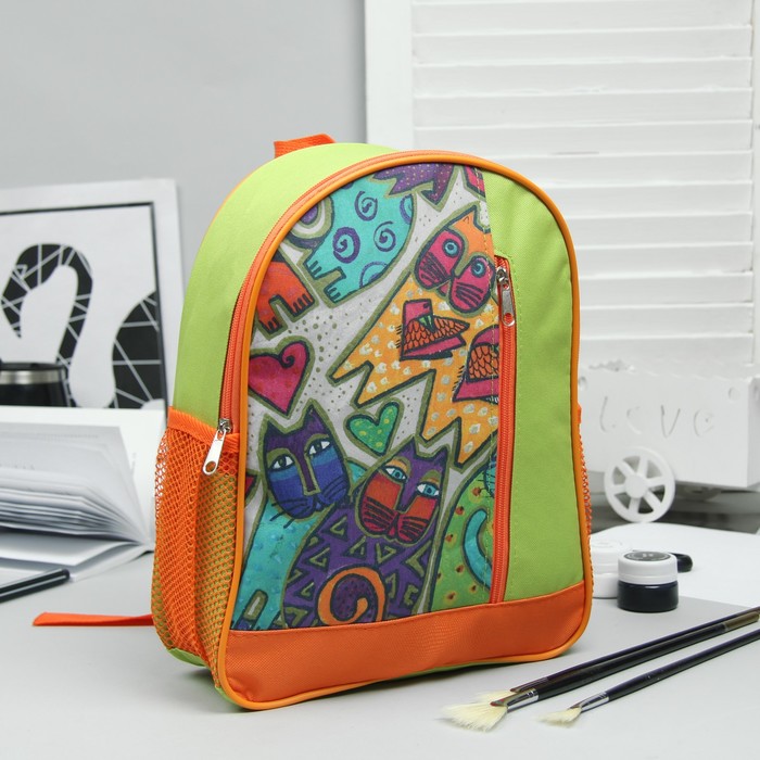 Рюкзак детский на молнии, 1 отдел, наружный карман, 2 боковых кармана, цветной