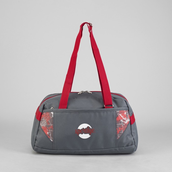 Сумка спортивная на молнии, 1 отдел, наружный карман, регулируемые ручки, цвет серый/красный