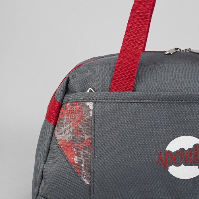 Сумка спортивная на молнии, 1 отдел, наружный карман, регулируемые ручки, цвет серый/красный