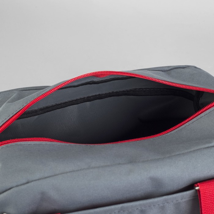 Сумка спортивная на молнии, 1 отдел, наружный карман, регулируемые ручки, цвет серый/красный