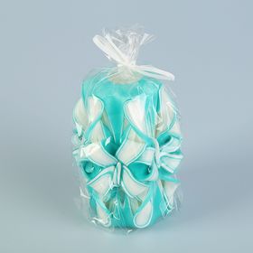 

Свеча резная 10-11 см "Бабочка краса" Бело-бирюзовая