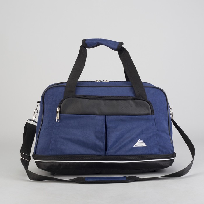 Сумка-трансформер спортивная на молнии, 1 отдел, наружный карман, длинный ремень, цвет чёрный/синий