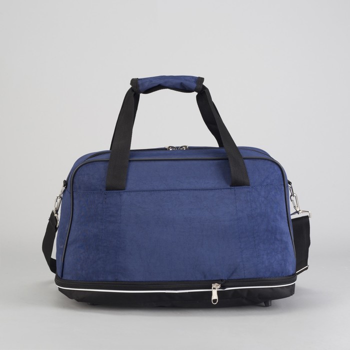 Сумка-трансформер спортивная на молнии, 1 отдел, наружный карман, длинный ремень, цвет чёрный/синий