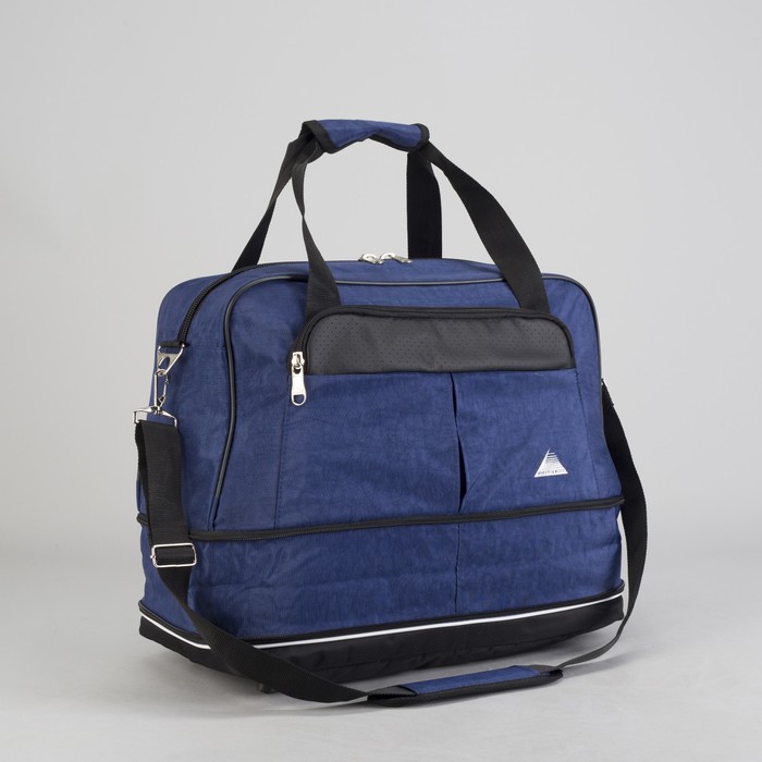 Сумка-трансформер спортивная на молнии, 1 отдел, наружный карман, длинный ремень, цвет чёрный/синий