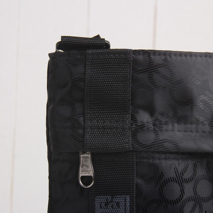 Сумка мужская на молнии, 1 отдел, наружный карман, длинный ремень, цвет чёрный