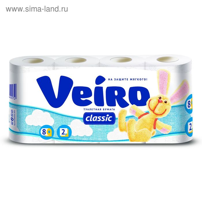 

Туалетная бумага Linia VEIRO Classic, белая, 2 слойная, 8 шт.