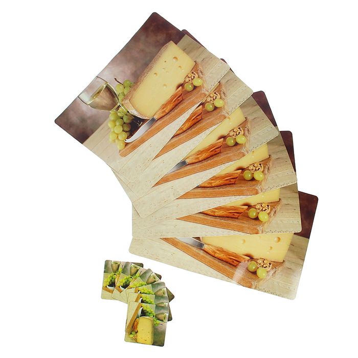 Набор салфеток кухонных 12 шт "Вино" 6 шт - 42х27 см, 6 шт - 9х9 см