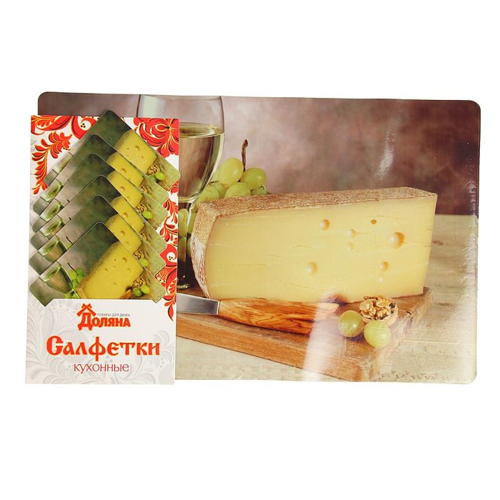 Набор салфеток кухонных 12 шт "Вино" 6 шт - 42х27 см, 6 шт - 9х9 см