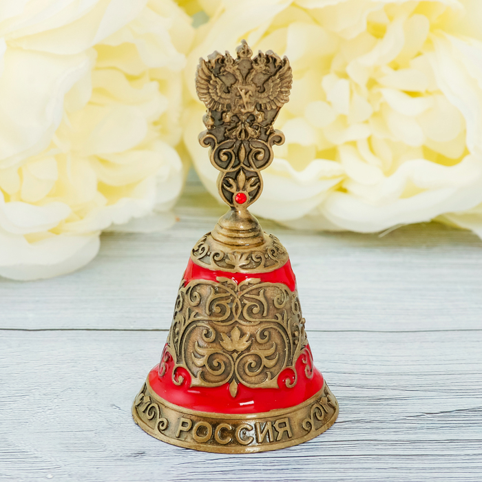 Колокольчик «Россия», под латунь, цветная эмаль