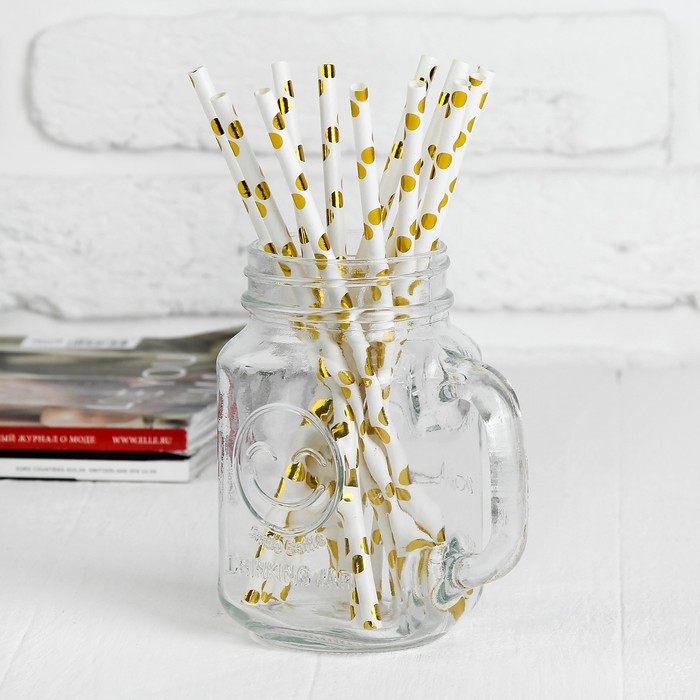 Трубочка для коктейля "Круги", набор 12 шт., цвет золотой