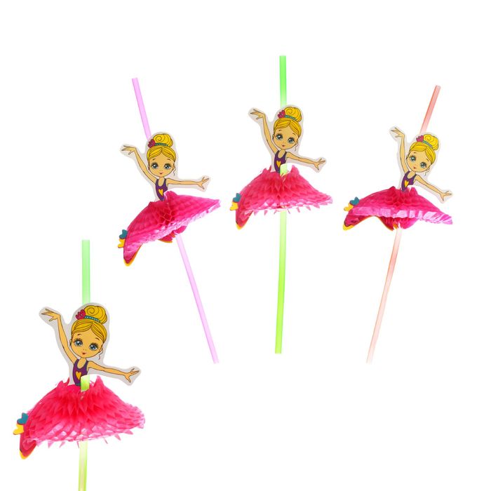 Трубочки гофре для коктейля "Балерина", (набор 6 шт.)