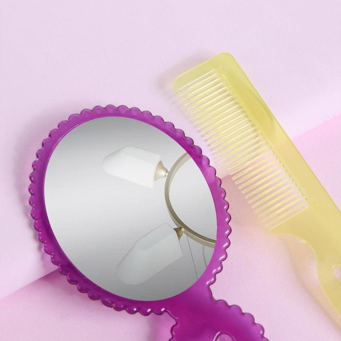 Набор 2 предмета: расчёска с ручкой, зеркало, 12см, цвет МИКС