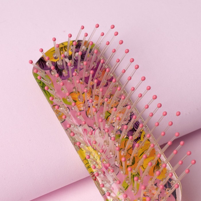 Расчёска массажная, прямоугольная, цвета МИКС