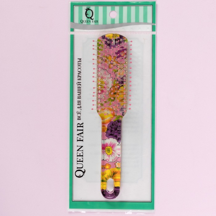 Расчёска массажная, прямоугольная, цвета МИКС