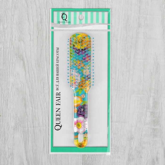Расчёска массажная, прямоугольная, цвета МИКС