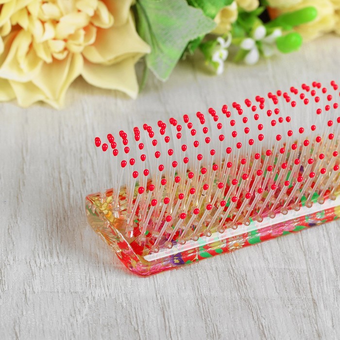 Расчёска массажная, прямоугольная, цвета МИКС