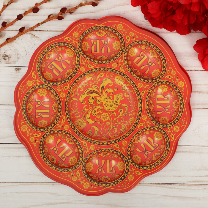 Пасхальная подставка на 8 яиц и кулич "Узор"