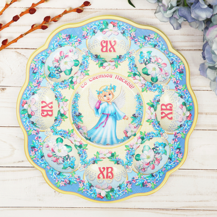 Пасхальная подставка на 8 яиц и кулич "ХВ. Ангелочек"