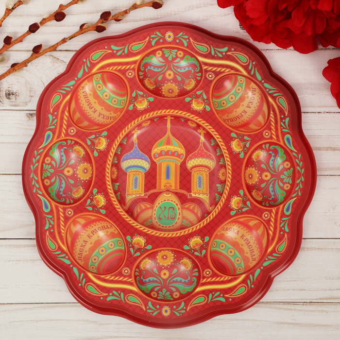 Пасхальная подставка на 8 яиц и кулич "Храм"