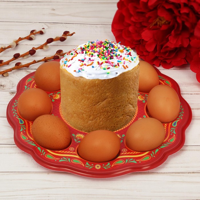 Пасхальная подставка на 8 яиц и кулич "Храм"