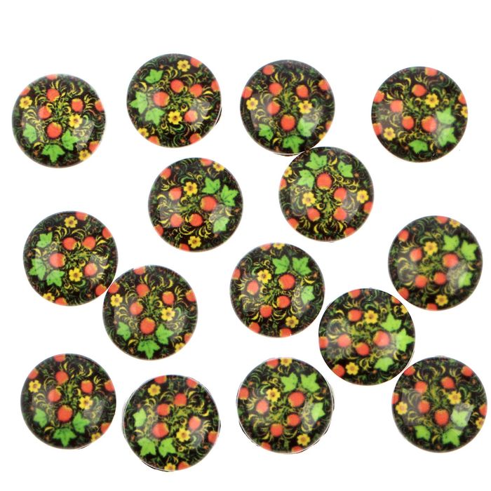 Декор для творчества акрил круг "Земляничка" набор 15 шт 1,2х1,2 см