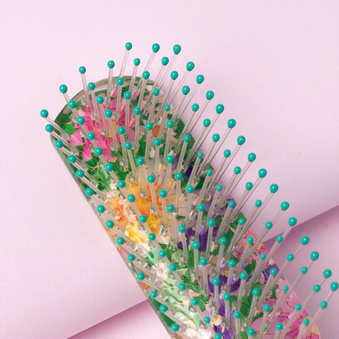 Расчёска массажная, прямоугольная, цвета МИКС