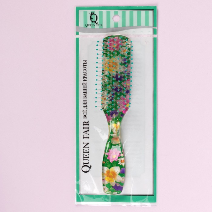 Расчёска массажная, прямоугольная, цвета МИКС