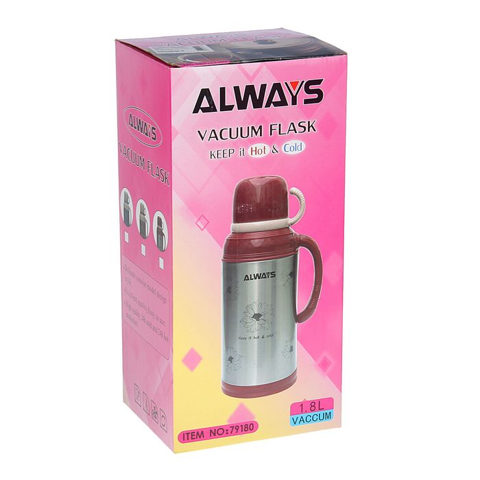 Термос с ручкой «Хризантемы», 1.8 л, 1 кружка, 3 ч, микс